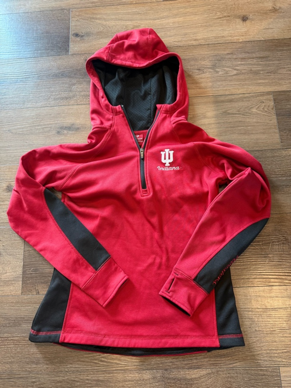 Indiana University Women’s Red Hooded Pullover with Black Accents